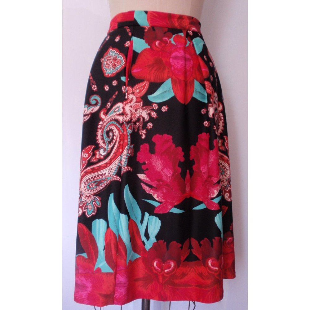 NEW YORK & COMPANY BLACK RED PAISLEY FULL SKIRT 18 NWT
